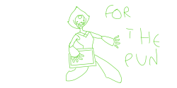 MWAHAHHAHAHAHAH A drawing of thisssss submisssssiooonnnn: http://textsbetweengems.tumblr.com/post/129408790431/peridot-robbed-the-art-museum-just-to-make-this(Submitted