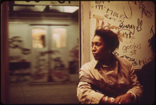 meschkinnes:  Interior of graffiti-marked subway car, 1973  
