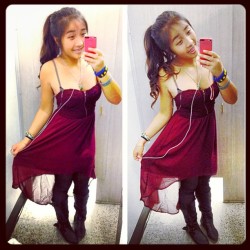 princesstrinh:  I didnâ€™t buy it though. #picstitch #dressingroom #winterball #kiwins #velvetred