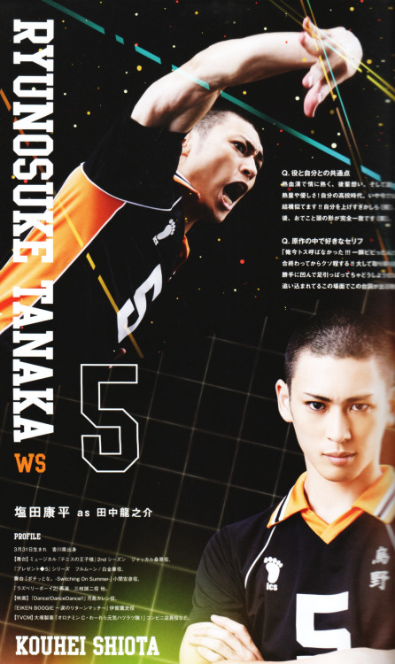 aokinsight:  Hyper Projection Engeki Haikyuu (2015)Â  Pamphlet Scans â— KARASUNO Sawamura Daichi, Sugawara Koushi, Azumane Asahi, Nishinoya Yu, Tanaka Ryuunosuke, and Ennoshita Chikara parts Files under Haikyuu Pamphlet 