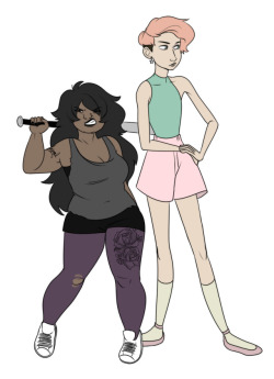 missgreeneyart:Amethyst and Pearl as humans. I didn’t really