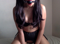 cunt-whore-pig:  gagged and on my knees