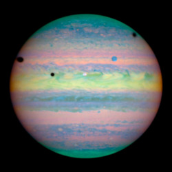 the-midnight-sky:  A rare triple eclipse on Jupiter (source)