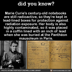 govthookercoulson: did-you-kno:  Marie Curie’s century-old