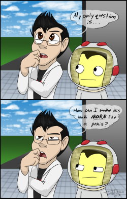 justautumn-sketches:  I stayed home sick today, so I watched markiplier play Kerbal Space Program and drew this XD Jebediah is not amused. 