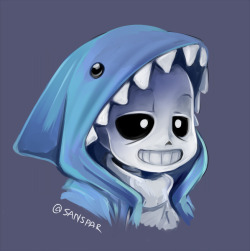 sanspar:  sans with shark hoodie  