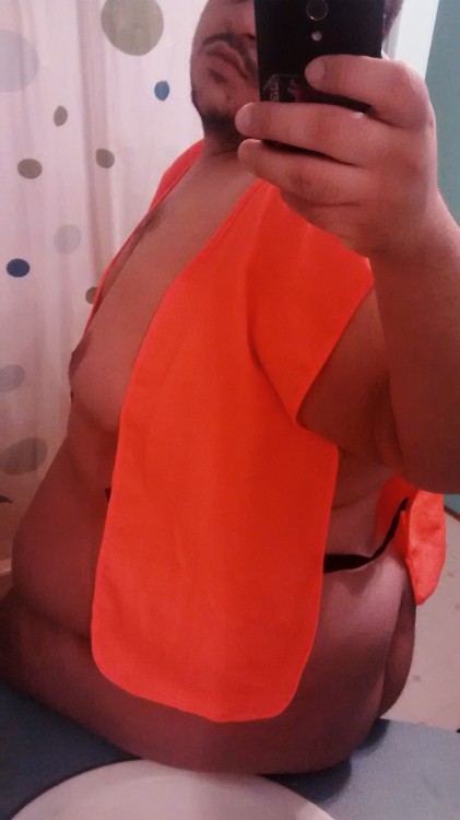superfatbellyboy:  On my way to work!   If you were my employee, that would be your uniform.