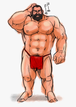 ichikawado:人体の勉強。髭熊おじさんを描いてみた。A
