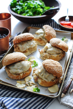 daily-deliciousness:Slow cooker ranch chicken and swiss sandwiches