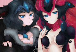 league-of-legends-sexy-girls:  Commission: Ahri n Nami by Lynashi  