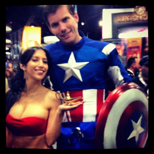 Blurry but dreamy Captain America. #nicestcaptainever (at San Diego Comic-Con International 2013)