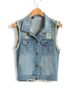 chicnova:  denim gilet with rivets 