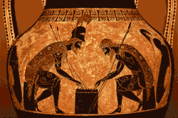 hellas-inhabitants:  Achilles (left) and Ajax, playing a dice