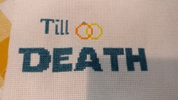 The full thing says “Till death star do you part”