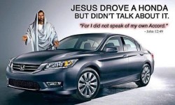 proud-atheist:  What would Jesus Drive?http://proud-atheist.tumblr.com