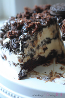 sweetoothgirl:    Oreo and Brownie Ice Cream Dessert  