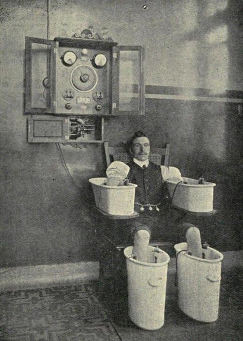 An electric bath circa 1910, Used to treat rheumatism Nudes &