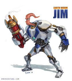 greypandamadness:  Earthworm Jim Redesign by *emersontung