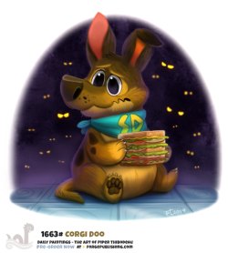 cryptid-creations:  Daily Painting 1663# - Corgi Doo by Cryptid-Creations