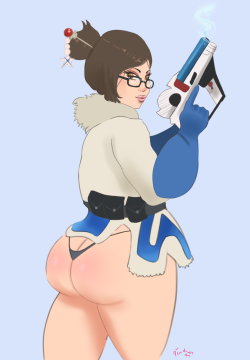 pinkrabbitdrawings:  finished version of mei! booty popping! i