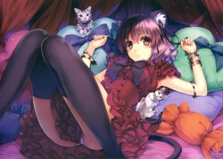 misaki kurehito animal ears dress nekomimi pantsu tail thighhighs