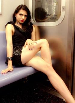 jkontumblr:  Miss Anthony   NYC Subway T-girl.