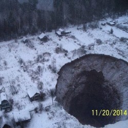 omgbuglen:  A sinkhole after an accident at a potash mine in