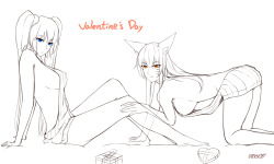 tsukiada:   Valentine’s Day  Sona & Ahri