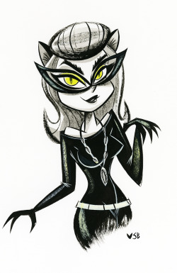 stephbuscema:  A quick Catwoman ink sketch from tonight.   okay,