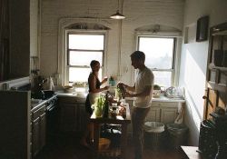 rainydaysandblankets:  movingalongnow:  Little kitchen. Big love.