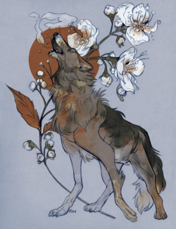 godzillabreath: grey wolf, queen-of-the-meadow, frigid air commission