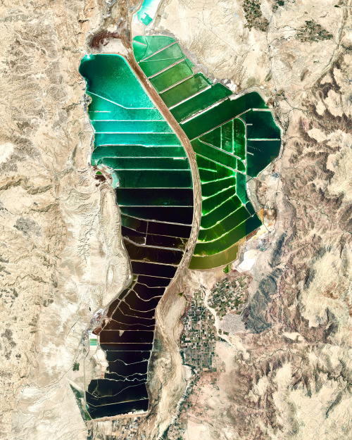 dailyoverview:The southern basin of the Dead Sea, which straddles