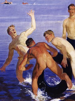 hadrian6:  Detail: Swimming soldiers. 1959. oil  on canvas.