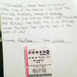marygenevanyc:  I will equally share my Powerball earning with