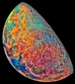 gunsandposes:  The Moon on December 7, 1992, in a false-color