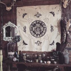 poisonappleprintshop:  Here is a peek at my bedroom decor. My