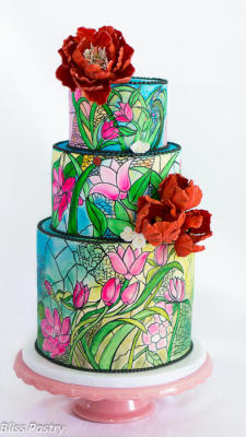 cakedecoratingtopcakes:  Stained Glass Wedding Cake by Bliss