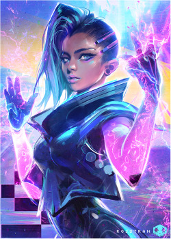 rossdraws:Painted my version of Sombra from the video! She’s