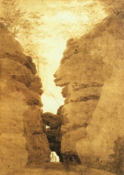 romanticism-art: Rock arch in the Uttewalder Grund, Caspar David