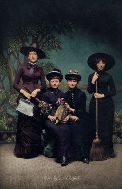 blondebrainpower:Women in witch costumes, 1875. Restored and