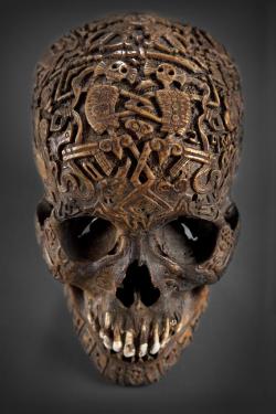 coolartefact:  300 year old Tibetan carved skull. Private collection.