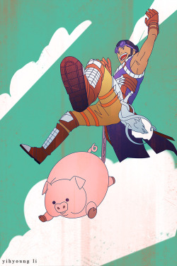 yih:  my ranger, beene, and his pet pig (fyi that is all muscle…very
