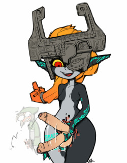 r4drawings:  Midna steals Link’s cock using magic because she