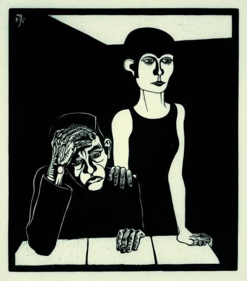 Hans Joachim Rose,  Arbeitsloser mit Frau, 1928 Nudes &