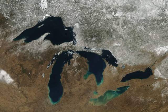 MODIS Great Lakes satellite picture from Fri. PM - March 19,