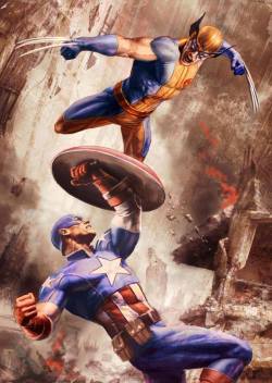 bear1na:  Wolverine vs. Captain America by Max Bertolini *