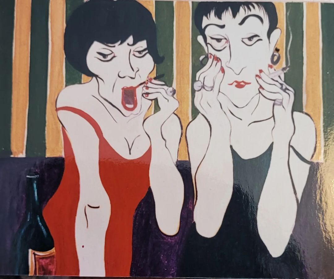 <p>Oil on canvas. 1990. Me and my bestie Lauryn getting ready for a night out. You can’t see thr requisite black leggings and DMs  - essential for the dance floor in the 80s and 90s. (at Los Angeles, California)<br/>
<a href="https://www.instagram.com/p/CmHaSgloDe0/?igshid=NGJjMDIxMWI=">https://www.instagram.com/p/CmHaSgloDe0/?igshid=NGJjMDIxMWI=</a></p>