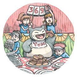 revilonilmah: #143 Snorlax is the hot dog eating champ!