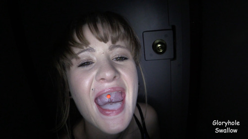 Cute babe getting her fill of cum during her first visit to the Gloryhole and this was also the very first time she ever swallowed cum.Â  I gave her plenty of opportunities to stop but she kept going and wanted to learn how to be a good cum swallower.Glor