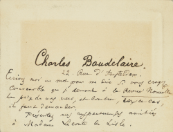 barcarole: Note from Baudelaire to Leconte de Lisle, March 1864.